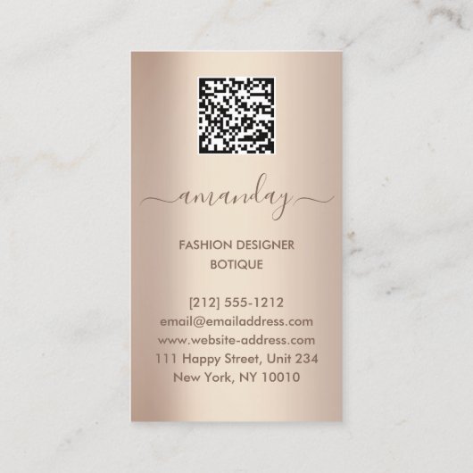 ファッションデザイナーロゴQRバラ体気に形状 名刺 (裏面)