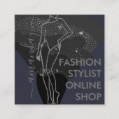 ファッションデザイナーロゴQR体図形スタイルリストグレー スクエア名刺 (正面)