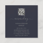 ファッションデザイナーロゴQR体図形スタイルリストグレー スクエア名刺 (裏面)