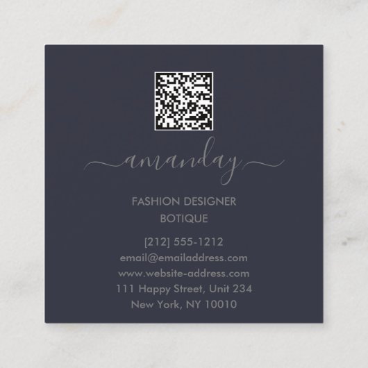 ファッションデザイナーロゴQR体図形スタイルリストグレー スクエア名刺 (裏面)
