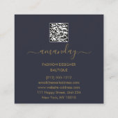 ファッションデザイナーロゴQR体SHAPEスタイリストゴールデン スクエア名刺 (裏面)