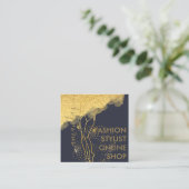 ファッションデザイナーロゴQR体SHAPEスタイリストゴールデン スクエア名刺 (スタンド正面)