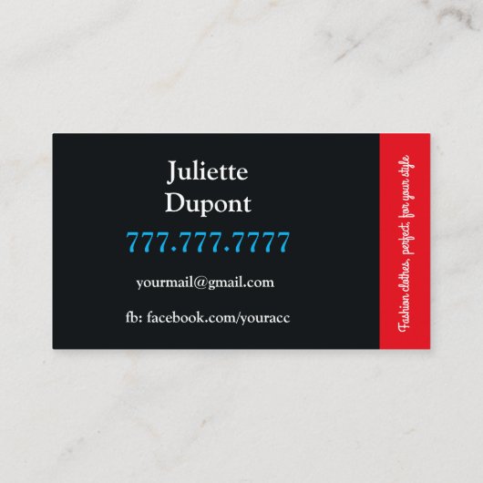 ファッションデザイナー仕立て屋ドレスメーカーシック 名刺 (裏面)