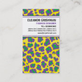 ファッションデザイナー女の子イエローパープルパンサープリント 名刺 (裏面)