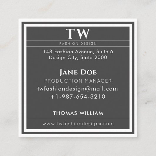ファッションデザインスクエアビジネスカード スクエア名刺 (裏面)