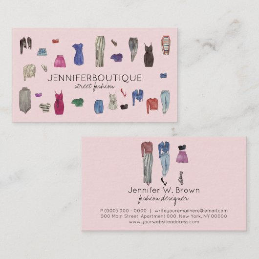 ファッションデザインスタイリスト裁縫テーラーウェア 名刺 (正面/裏面)