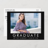 ファッショントレンディー卒業写真パーティの招待状 インビテーションポストカード (正面/裏面)