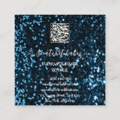 ファッションドレスグレーシルバーロゴQRコードブルーネイビー スクエア名刺 (裏面)