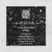 ファッションドレスグレーロゴQRコードブラックグリッター金ゴールド スクエア名刺 (裏面)