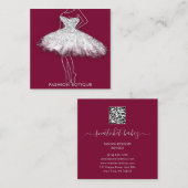 ファッションドレスシルバーロゴQRスタイリスト体グラフィックス スクエア名刺 (正面/裏面)