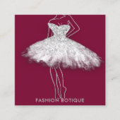 ファッションドレスシルバーロゴQRスタイリスト体グラフィックス スクエア名刺 (正面)