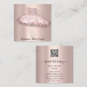 ファッションドレスバラ赤面ロゴQRコード体 スクエア名刺 (正面/裏面)