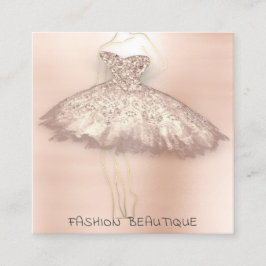 ファッションドレスバラ金ゴールドロゴQRスタイリスト体 スクエア名刺