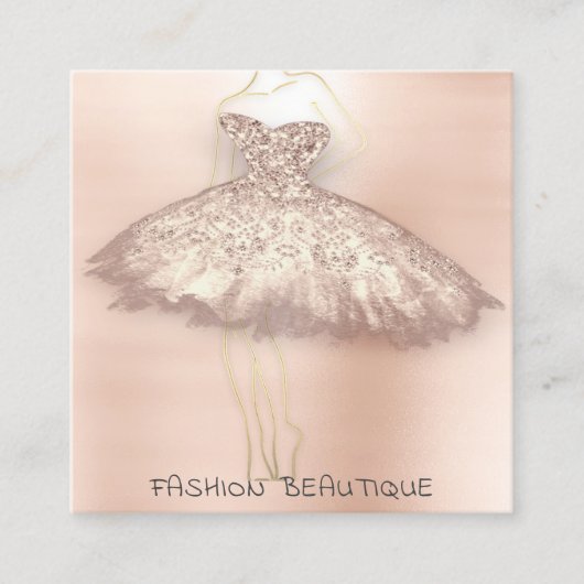 ファッションドレスバラ金ゴールドロゴQRスタイリスト体 スクエア名刺 (正面)