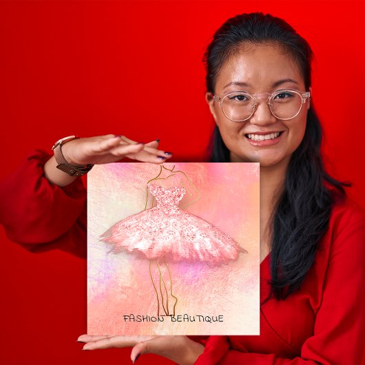 ファッションドレスピンガラスロゴQRコード スクエア名刺