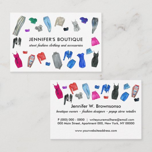 ファッションドレスブティックストア小売業者 名刺 (正面/裏面)