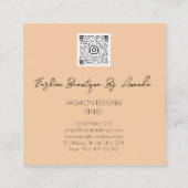 ファッションドレスロゴQRコードグリッター金ゴールドGlam スクエア名刺 (裏面)