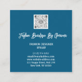 ファッションドレスロゴQRコードグレーシルバードレスネイビー スクエア名刺 (裏面)