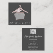 ファッションドレスロゴQRコードグレーバラグリッター スクエア名刺 (正面/裏面)