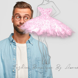 ファッションドレスロゴQRコードシルバーグレーピンク スクエア名刺