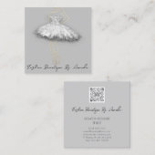 ファッションドレスロゴQRコードシルバーグレー金ゴールド体 スクエア名刺 (正面/裏面)