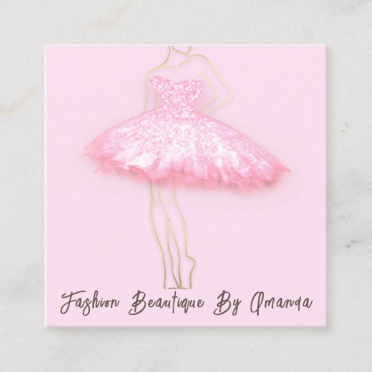 ファッションドレスロゴQRコード体シェイプドレス スクエア名刺 (正面)