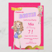 ファッションドールベスティーバースデーパーティーへの招待 招待状 (正面/裏面)