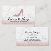 ファッションハイヒール靴バラ金ゴールドグリッター大理石 名刺 (正面/裏面)