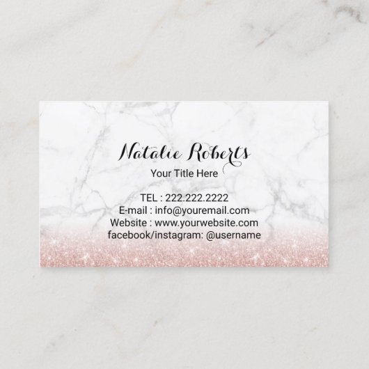 ファッションハイヒール靴バラ金ゴールドグリッター大理石 名刺 (裏面)