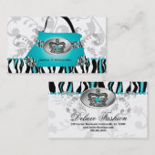 ファッションハンドバッグクラウンバッグブルーゼブラフローラ2 名刺 (正面/裏面)