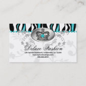 ファッションハンドバッグクラウンバッグブルーゼブラフローラ2 名刺 (裏面)