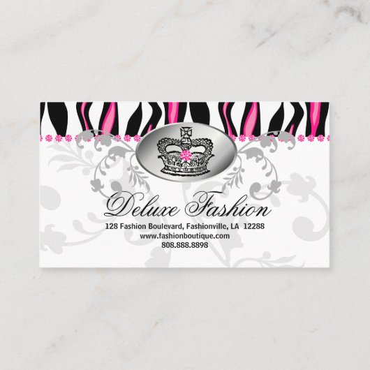 ファッションハンドバッグクラウン巾着ピンクゼブラフローラ2 名刺 (裏面)