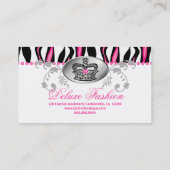 ファッションハンドバッグクラウン巾着ピンクゼブラフローラ 名刺 (裏面)