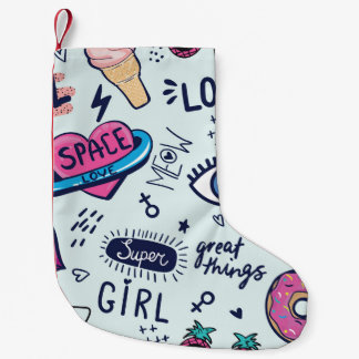 ファッションパッチポップ・アートの：アートステッカー。 スモールクリスマスストッキング