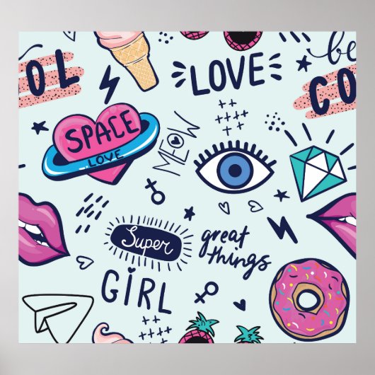 ファッションパッチポップ・アートの：アートステッカー。 ポスター (正面)