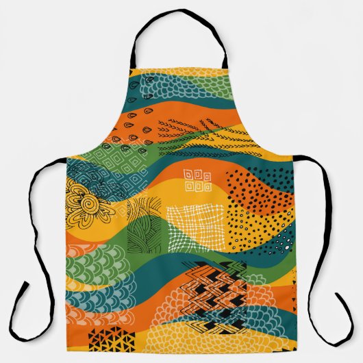 ファッションパッチワーク:起伏のある抽象芸術アート エプロン (正面)