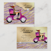 ファッションパーソナルショッパージュエリー金ゴールドピンクグリッター 名刺 (正面/裏面)