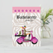 ファッションパーティーブロンドスクーターウーマンゼブラシューズ 招待状 (スタンド正面)