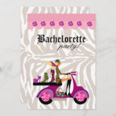 ファッションパーティーブロンドスクーターウーマンゼブラシューズ 招待状 (正面/裏面)