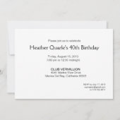 ファッションパーティー40歳の誕生日 招待状 (裏面)