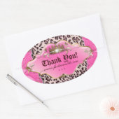 ファッションヒョウジュエリークラウンピンク3 楕円形シール (封筒)