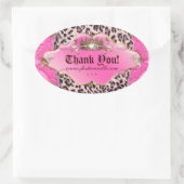 ファッションヒョウジュエリークラウンピンク3 楕円形シール (バッグ)