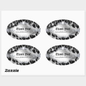 ファッションヒョウジュエリーホワイトブラック 楕円形シール (シート)