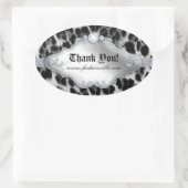 ファッションヒョウジュエリーホワイトブラック 楕円形シール (バッグ)