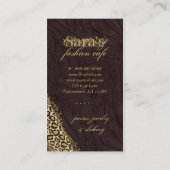 ファッションビジネスは動物のヒョウのスエードのシマウマを梳きます 名刺 (裏面)