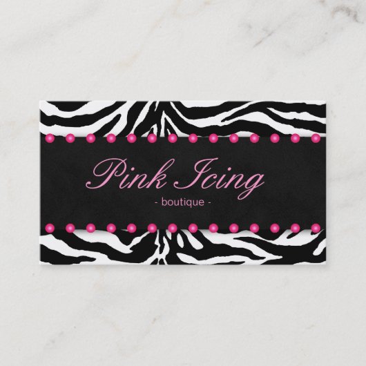 ファッションビジネスカードシマウマのピンクの点 名刺 (正面)