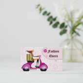 ファッションビジネスカードスクーターの女性のピンク 名刺 (スタンド正面)