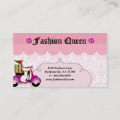 ファッションビジネスカードスクーターの女性のピンク 名刺 (裏面)