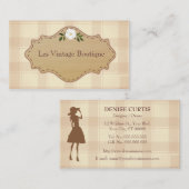 ファッションビジネスカード型板のヴィンテージのブティック 名刺 (正面/裏面)