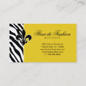 ファッションビジネスカード(紋章の)フラ・ダ・リのシマウマの黄色 名刺 (裏面)